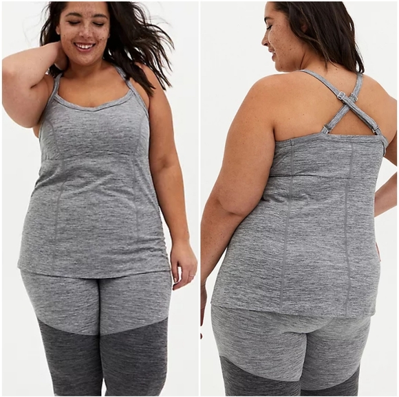 TORRID - GREY SPACE-DYE WICKING ACTIVE CAMI - Picture 1 of 7
